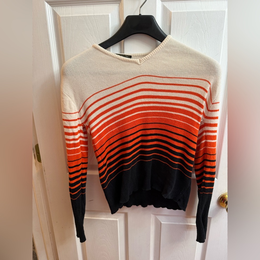 Free People Vintage orange stripe sweater 70’s retro style large